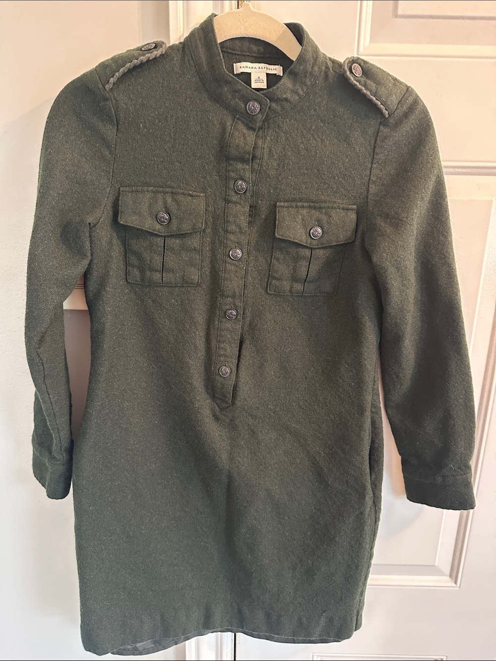 Banana Republic Olive Green Military-Style Button Tunic Dress